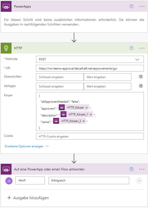 Erstellungsansicht in PowerApps-Editor